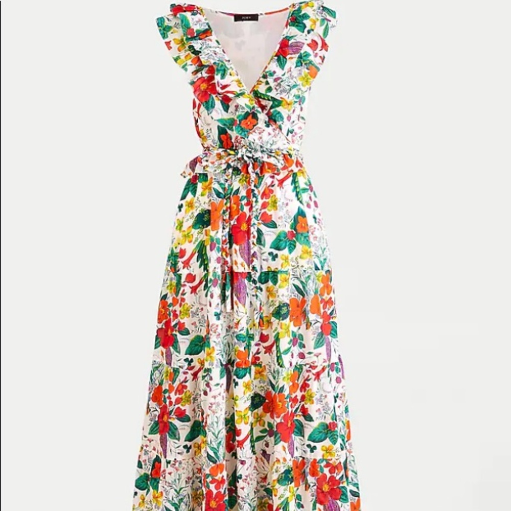 J CREW | SIZE:6 | Ruffle-front maxi dress in Ratti® island botanical print